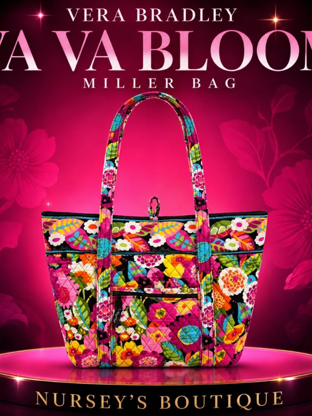 Vera Bradley Va Va Bloom Miller Bag Large Travel Tote Retired Floral